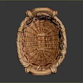 Rattan Handwoven Storage Basket With Wooden Handles For Daily Household Use