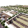 Parking Lot Layout Plan With Multiple Parking Areas Green Belt Separators And Pathways