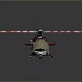 Red Helicopter With Red And White Propellers Orange Tips And Detailed Fuselage