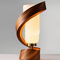 Elegant Modern Wooden Spiral Table Lamp With Textured White Lampshade And Metal Base