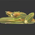 Fresh Corn Cobs in Green Husks Pile on White Background 3d model