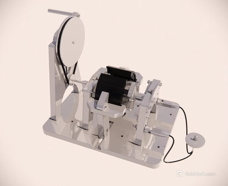 Industrial Equipment Featuring Metal Frame Circular Disc Black Component Stable Base And Connecting Wire 3d model 