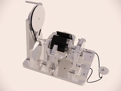 Industrial Equipment Featuring Metal Frame Circular Disc Black Component Stable Base And Connecting Wire 3d model