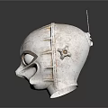 Traditional Cultural Mask With White Surface Black Accents And Large Eyes