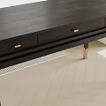 Modern Black Desk With Three Drawers Black Metal Legs Gold Accents Natural Light