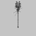 Detailed Golden Ornate Weapon With Intricate Floral Design And Black Shaft