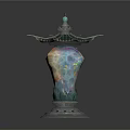 Traditional Decorative Ornament With Pagoda Style Top And Colorful Intricate Patterns