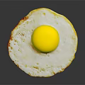 Sunny Side Up Fried Egg With Yellow Yolk On Dark Background 3d model