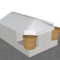 Modern Display Shelving Unit with White Cabinet and Woven Storage Baskets