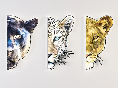 Modern Wall Lamp Home Tiger Lion Leopard Animal Head Illustration Wall Lamp Combination Animal Wall Lamp Combination Creative Art Animal Wall Lamp 3d model