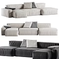 Modern Sectional Sofa with Light and Dark Gray Fabric and Comfortable Cushions