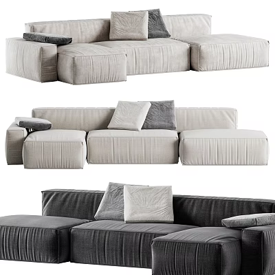 Modern Sectional Sofa with Light and Dark Gray Fabric and Comfortable Cushions 3d model