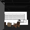Modern Office Interior With Exposed Ceiling Pipes White Shelving Wooden Chairs And Window Blinds