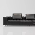 Modern Black Leather Sectional Sofa With Tufted Back And Padded Seats 3d model