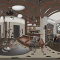 Stylish Living Room Interior With Brown Sofa Coffee Table Decorative Vase And Stone Wall