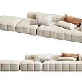 Modern Beige Sectional Sofa With Tufted Design And Decorative Accent Pillows 3d model