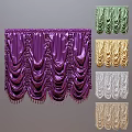Elegant Silver And Gold Pleated Curtains With Decorative Design For Home