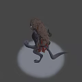 3D Rendered Fantasy Mythical Creature With Brown Mane Gray Body And Red Sash