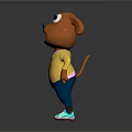 Orange Cartoon Dog Character With Big Eyes Yellow Shirt Blue Pants And Colorful Shoes