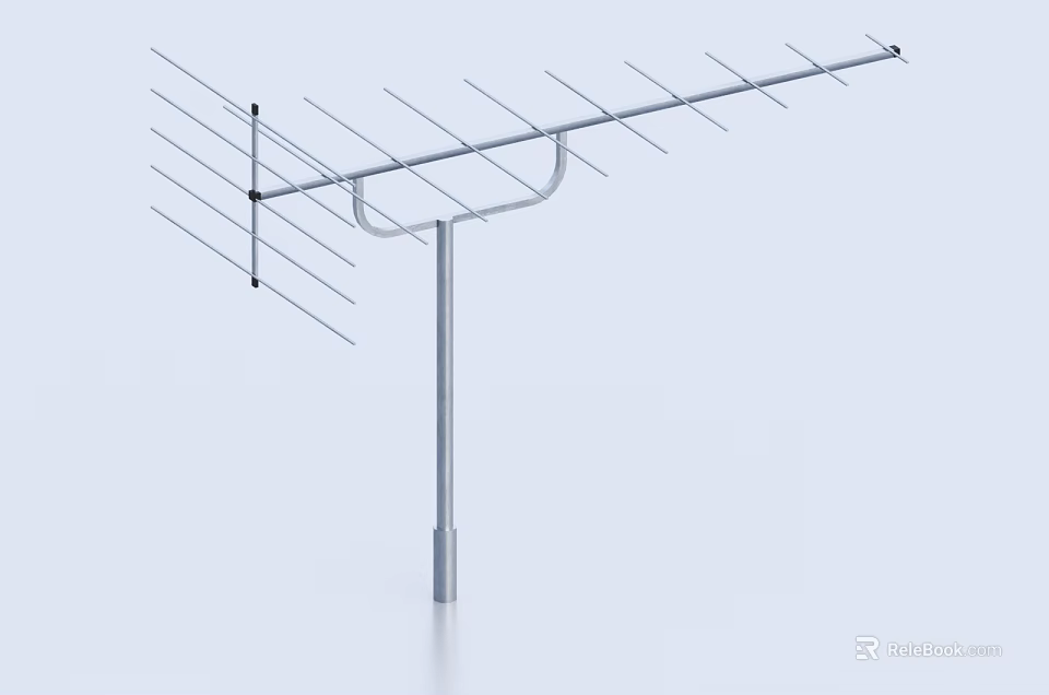 Outdoor TV Antenna With Metal Mounting Pole And Multiple Elements 3d model 