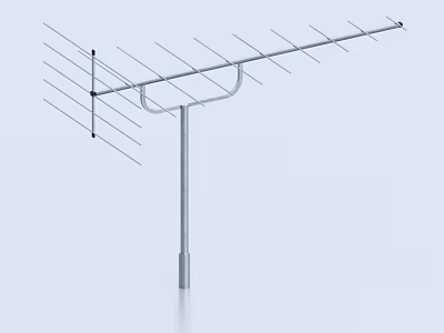 Outdoor TV Antenna With Metal Mounting Pole And Multiple Elements 3d model