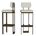 Modern Bar Stools With Light Upholstery And Dark Metal Frame Design 3d model