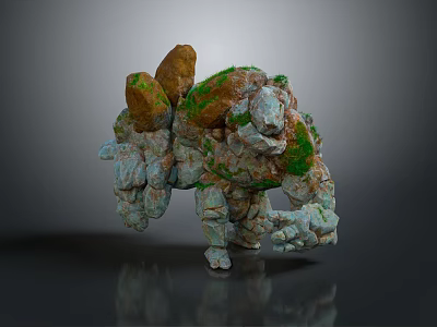 Moss Covered Rocky Stone Mythical Creature Game Movie Character With Natural Element Features 3d model