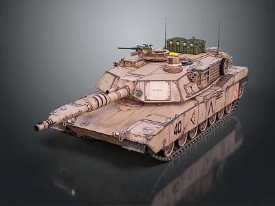 Modern Military Tank With Desert Camouflage Main Gun Turret Tracks And Green Storage Boxes 3d model