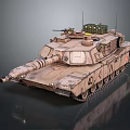 Modern Military Tank With Desert Camouflage Main Gun Turret Tracks And Green Storage Boxes
