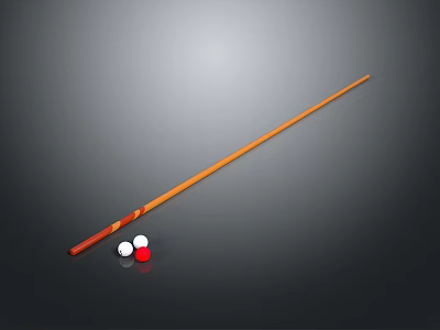 Top Quality Wooden Billiard Cue Stick With White And Red Balls For Sports Equipment 3d model