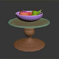 Fresh Colorful Fruits Placed in Pink Bowl on Brown Round Table