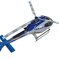 Modern Blue And White Helicopter With Rotors Cockpit Windows And Fuselage Design