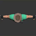Cartoon Adventure Character In Green Shirt With Brown Hat Suspenders Utility Belt And Open Arms 3d model