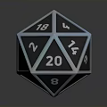 Shiny Blue And Silver Twenty Sided Polyhedral Dice For Tabletop Games