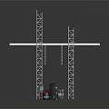 Industrial Metal Tower Equipment With Cross Beams Red Box And Blue Lights