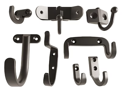 Black Versatile Hooks With Various Designs For Home Organization And Storage 3d model