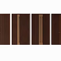 Dark Brown Wooden Double Doors With Wood Grain And Metal Handles