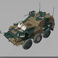 Military Weapon Mounted Armored Vehicle Featuring Camouflage Paint Six Wheel Antenna And Windows