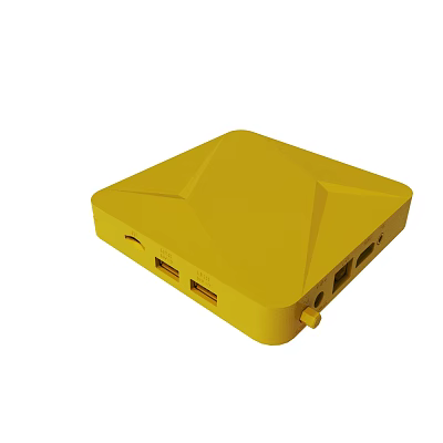 Yellow Square Electronic Device With Multiple USB Ports And Angular Design 3d model