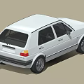 White Classic Volkswagen Hatchback With Sleek Body And Alloy Wheels