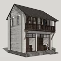 Traditional Style Commercial Complex Two Story Building With Balcony And Entrance Area Design