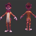 Cartoon Tiger Character Wearing Red Hat Bow Tie Front Back Views Striped Outfit