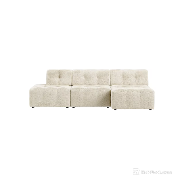 Modern Beige Modular Sectional Sofa With Plush Fabric And Comfortable Seats 3d model