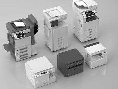 Multifunctional Office Appliances Including Different Models Printers Copiers With Modern Design 3d model