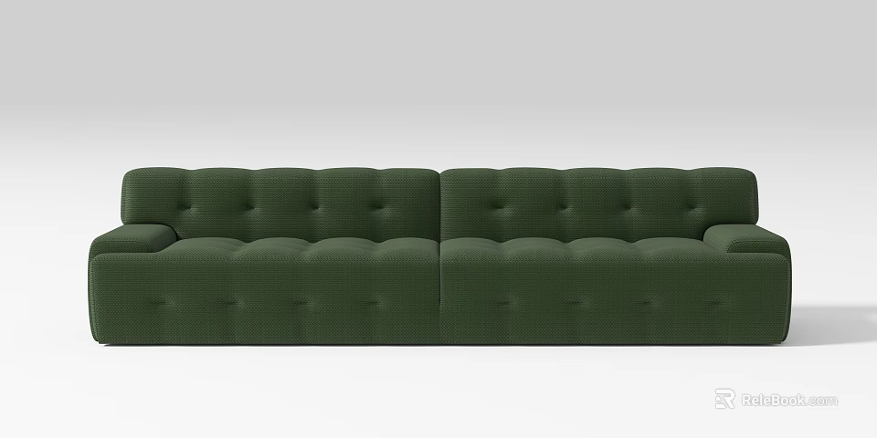 Green Sectional Sofa With Button Tufted Design For Modern Living Room 3d model