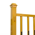 Yellow Road Barrier With Black Base And Metal Railing Structure For Traffic Safety