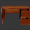 Red Wooden Desk Furniture With Two Functional Drawers And Smooth Desktop Surface