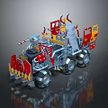 Red Yellow Multi wheeled Combat Vehicle Weapon System With Front Armament And Top Turret