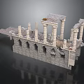 Ancient Architectural Ruins With Multiple Stone Columns And Arched Walls