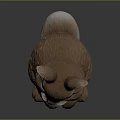 Cute Brown Rabbit Standing With Large Ears And Front Paws Together On Gray Background